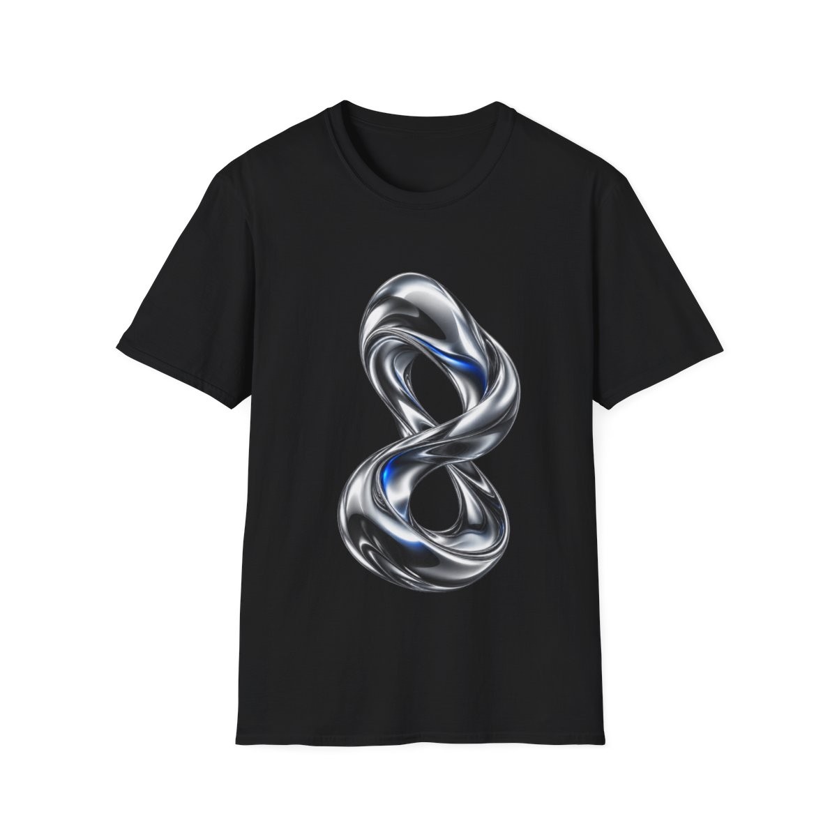 Liquid Chrome graphic on a Black shirt