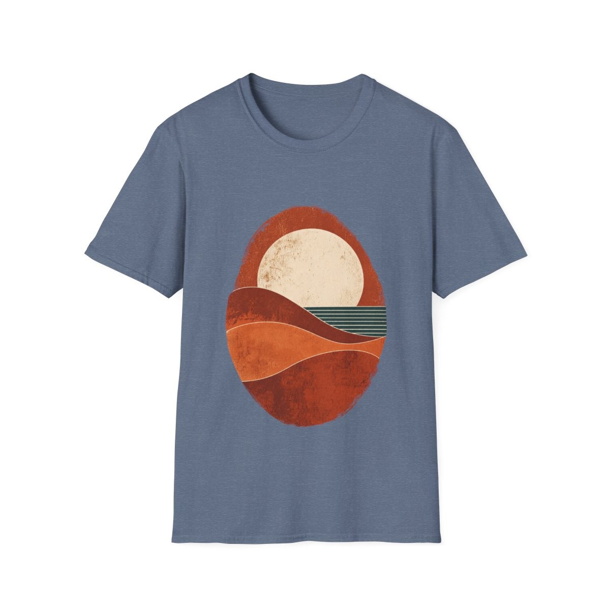 Solar Interval graphic on a Heather Indigo shirt